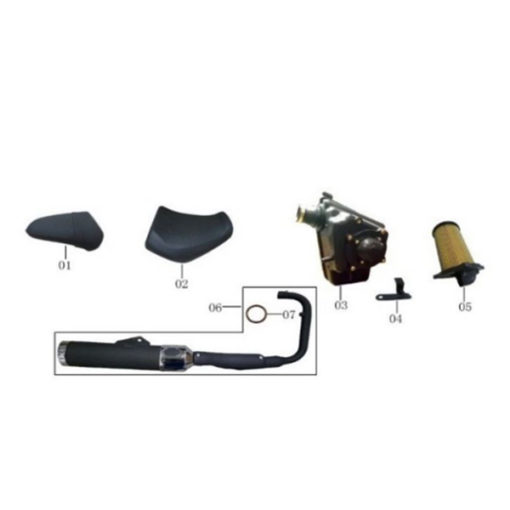 K 19 Exhaust Muffler & Air Cleaner & Seat